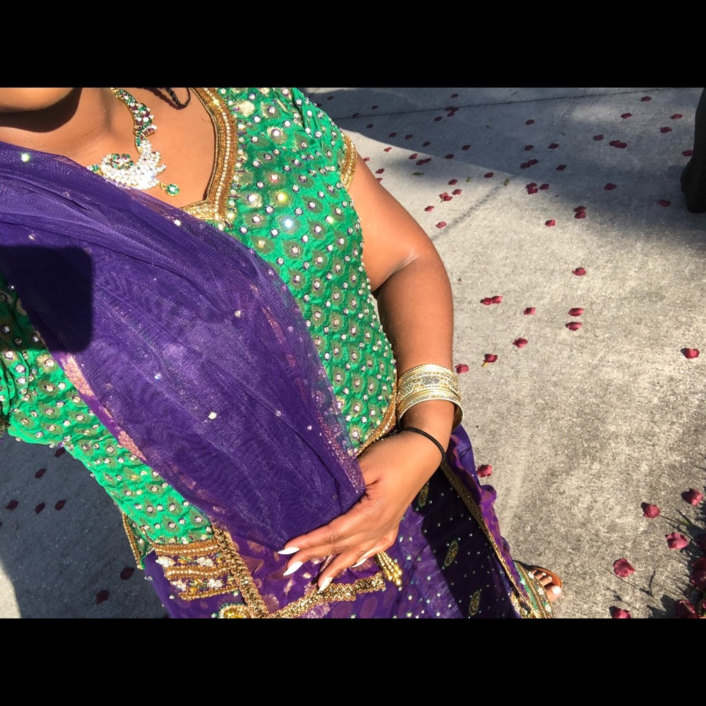 Purple and Green Lehenga